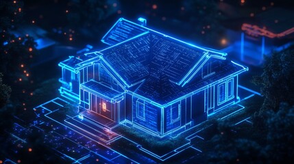 AI-Enhanced Personal Data Privacy Protection Systems: A futuristic home where AI controls data encryption and cybersecurity for personal devices.