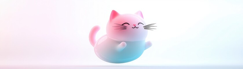 Canvas Print - Cute Cartoon Cat 3D Render.