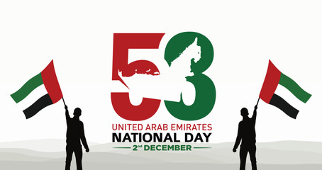 Wall Mural - 53 National Day of United Arab Emirates. Text Arabic Translation: Our National Day. December 2. Vector Logo. 