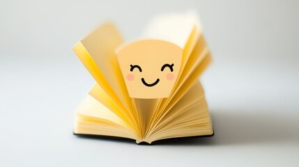 Open book with a smiling face peeking out.