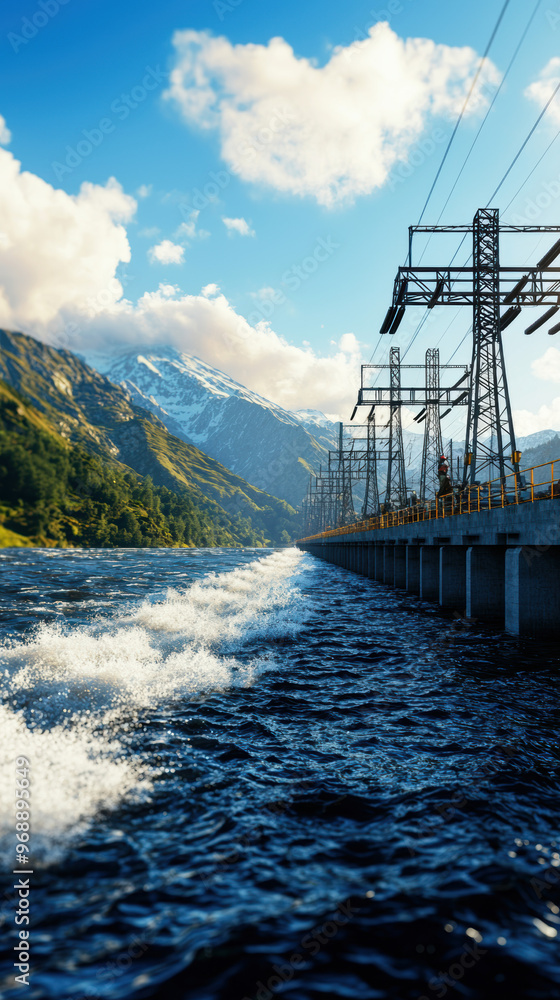 Complex engineering design of a hydroelectric power station Stock Photo ...