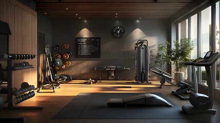 Wall Mural - 10. a well-equipped home gym with various fitness gear and a motivational atmosphere