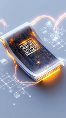 digital invoice template, document with a digital paper ,QR code for easy payment. E-invoice Online payment solution.
