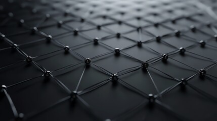 Abstract network design with black nodes and lines.