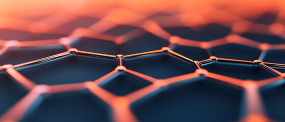 Abstract close-up of a hexagonal structure with vibrant colors, ideal for technology and science themes.