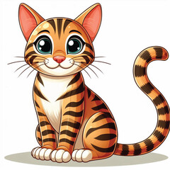 Sticker - Cute Bengal Cat Vector Cartoon illustration