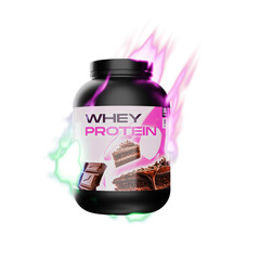 flaming tub of whey protein, transparent background