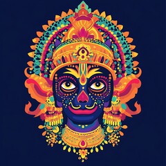 Sticker - Colorful Illustration of a Hindu Deity with Intricate Design.