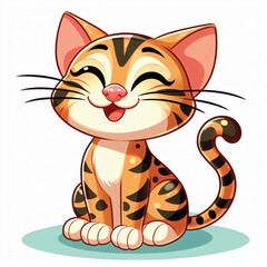 Sticker - Cute Bengal Cat Vector Cartoon illustration