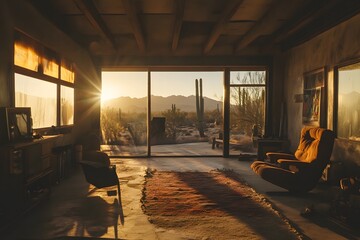 Wall Mural - Desert Sunset View From Living Room