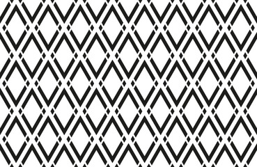 Canvas Print - Seamless Geometric Diamonds Pattern. Black and White Texture.