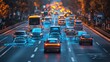 © DarkinStudio - AI-enhanced smart vehicles that communicate with each other to avoid traffic jams: Cars talking to one another, guided by AI to prevent accidents and manage traffic.