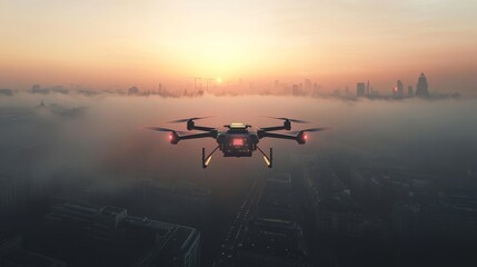 Wall Mural - Autonomous AI-controlled weather prediction drones gathering real-time climate data