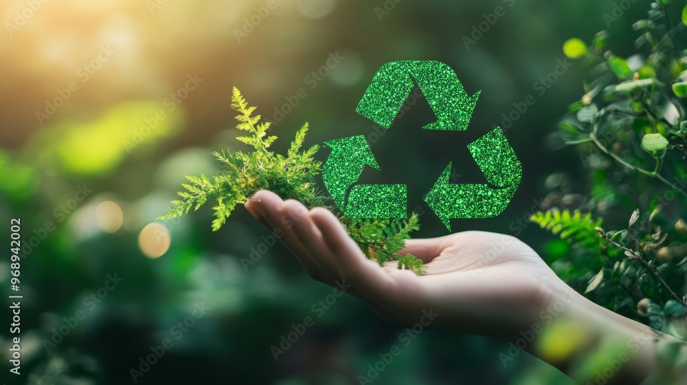Reduce CO2 emission concept. A hand holds a green CO2 emissions symbol ...