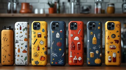 Wall Mural - a group of cell phones with different designs. 