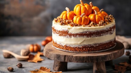 Sticker - A cake with pumpkins on top of it