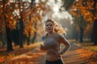 © sergiokat - beautiful plus size woman runs outdoors in the park on a jogging track. Fitness goals for obesity