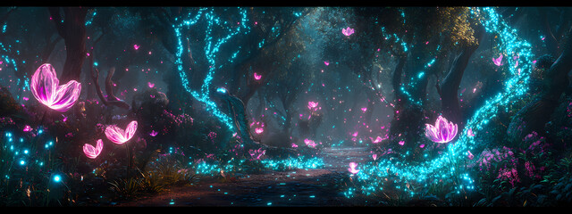 Canvas Print - Fantasy Bioluminescent Forest