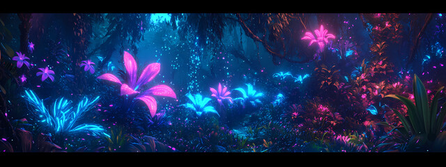 Canvas Print - Fantasy Bioluminescent Forest