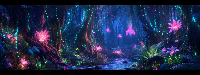 Wall Mural - Fantasy Bioluminescent Forest