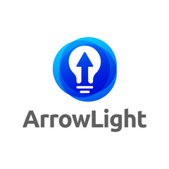 Sticker - Simple electrical bulb with arrow symbol logo.