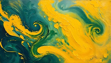 Canvas Print - Vibrant Swirl Abstract in Yellow and Green for Eye-Catching Graphic Design