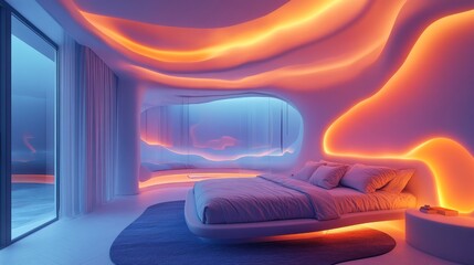 Wall Mural - Futuristic Bedroom Design.