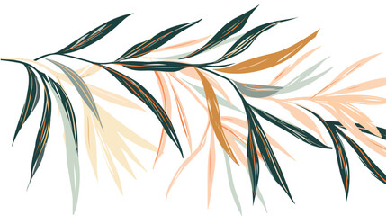 Trendy Abstract Boho Palm Tree Branch Illustration Vector Design