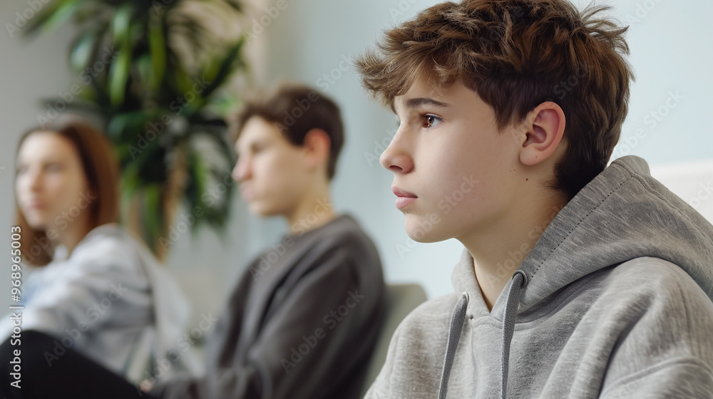 NON BINARY teenagers at group meeting with psychologist, support group ...