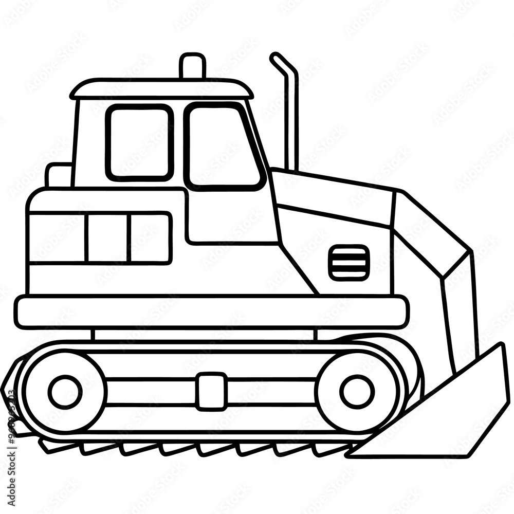 crawler dozer machine outline coloring book page line art drawing Stock ...