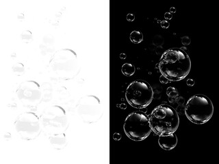 Wall Mural - png bubbles, floating, black, white, background