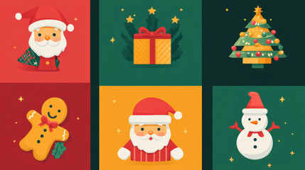 Wall Mural - A set of four different christmas icons