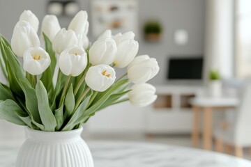 Wall Mural - A marble table top with a blurred background of a bathroom interior