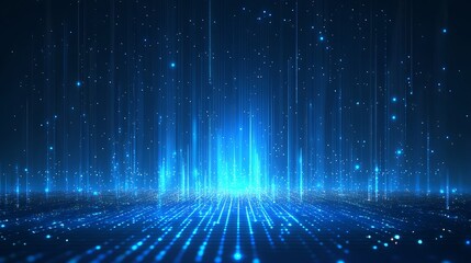 A mesmerizing blue abstract background featuring glowing lines and particles, ideal for tech, science, or digital themes.