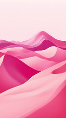 Wall Mural - Abstract illustration poster of pink mountains and grassland with sunset range with a soft, dreamy feel.