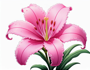 Wall Mural - Beautiful Pink Lily Flower Closeup Illustration