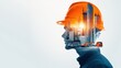 © Kasiwat - A double exposure image of a construction worker's silhouette with a city skyline reflecting in his helmet. Symbolizes progress.