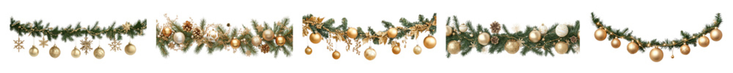 Wall Mural - christmas garland ornament png cut out element set
