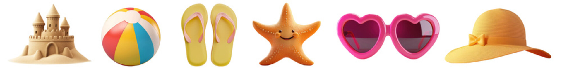 3d summer png cut out element set