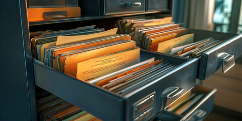 Secret Files: A metal file cabinet, overflowing with classified documents.