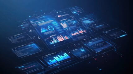 Futuristic Holographic Interface with Data Visualizations