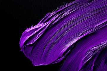 Wall Mural - bright purple brush stroke paint on black background