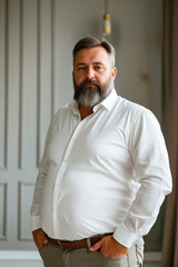 Canvas Print - A man with a beard standing in front of a door.