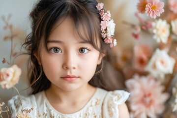 Sticker - A little girl with a flower crown on her head