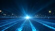 © Tackey - Futuristic digital landscape with bright blue lights and rays creating a mesmerizing backdrop for technology themes.