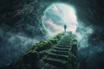 image of person afterlife going to paradise generative ai concept