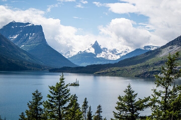 St Mary Lake and Wild Goose island, Glacier national park, Montana, USA. August 2024