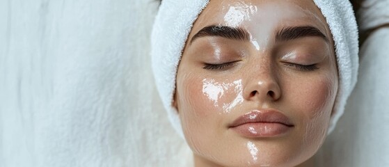 Wall Mural - A woman with a white headband and a white face