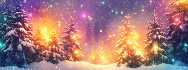 Wall Mural - Colorful Winter Wonderland