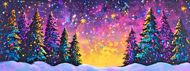 Canvas Print - Colorful Winter Wonderland